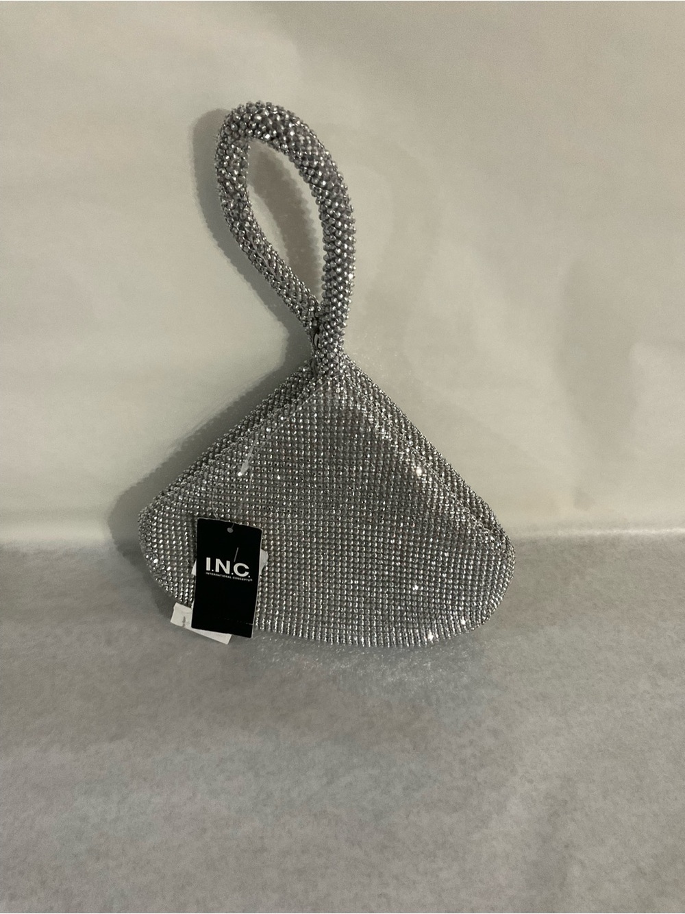 INC International Concepts Silver Crystal Embellished Wristlet